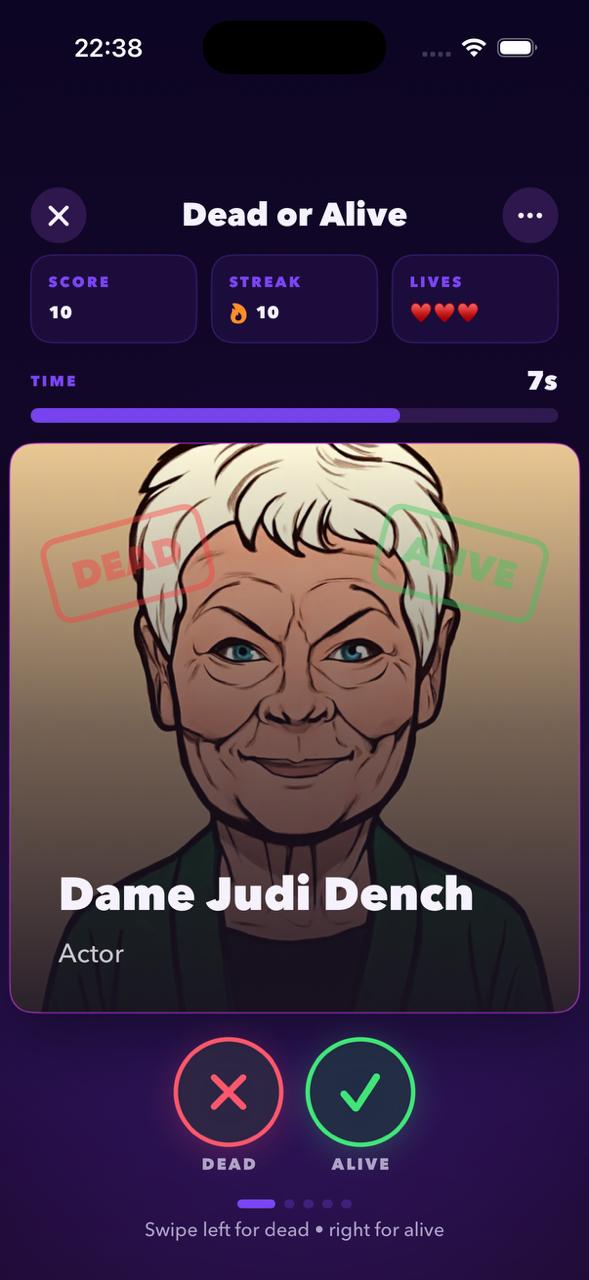 Judi Dench gameplay screen