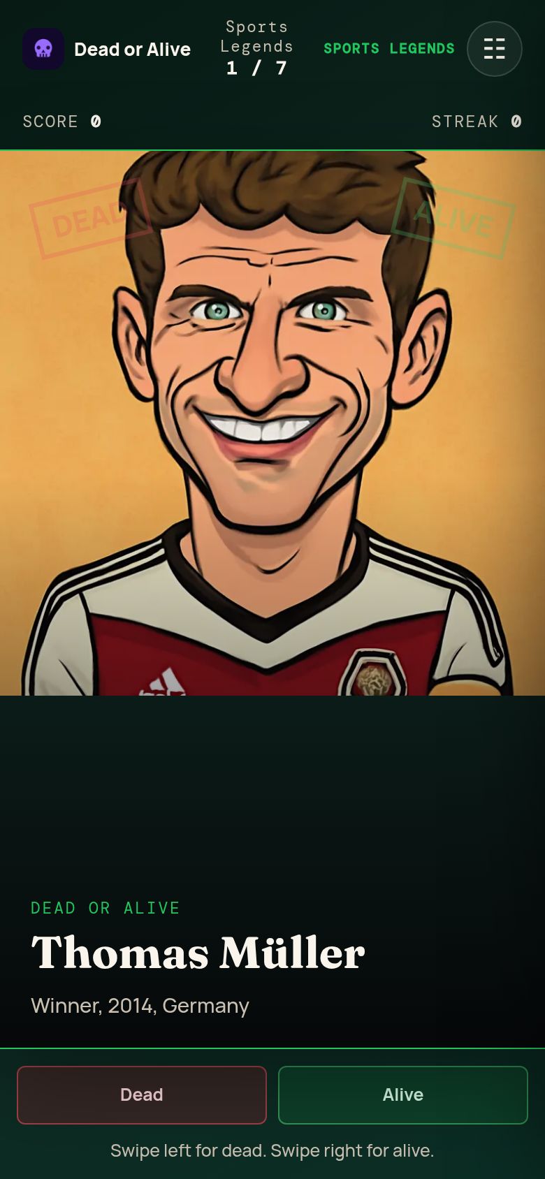 Sports Legends theme round