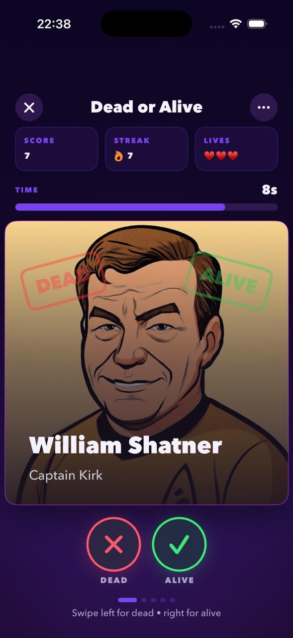 William Shatner gameplay screen